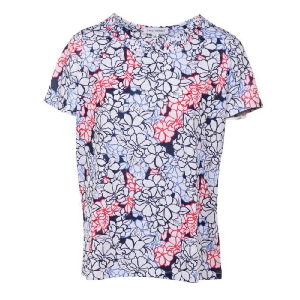 NEW Emily Daniels Floral Short Sleeve Tunic Top, Size 2X